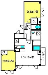 スカイエ浦和仲町 2LDKの間取図画像