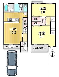 メルヴェーユB 2LDKの間取図画像