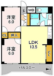 セントラルマンション太平 2LDKの間取図画像