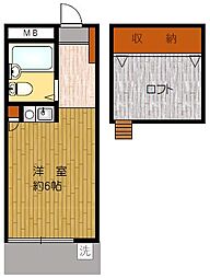 フェレシュテ洗足 1階ワンルームの間取り