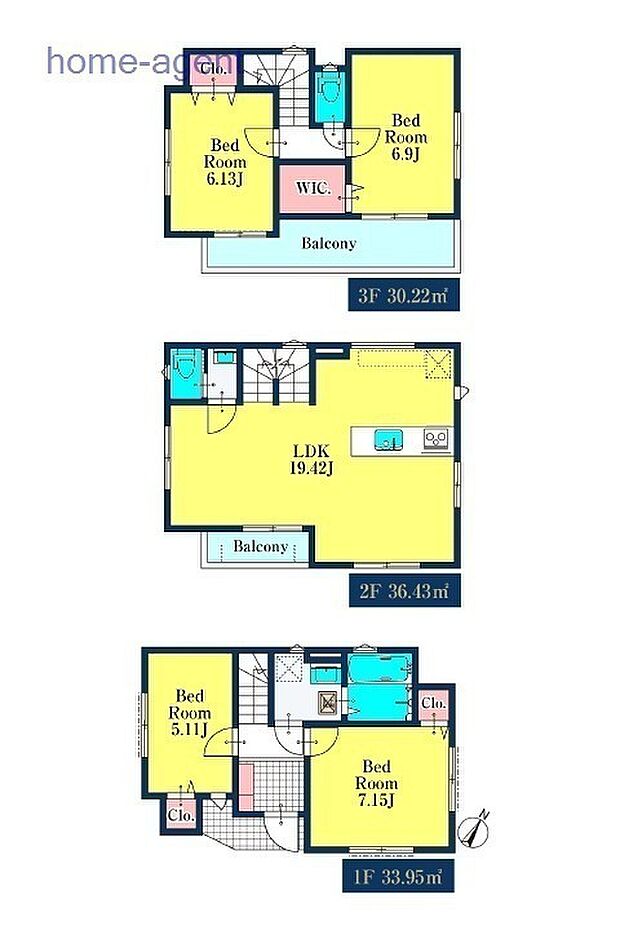4LDK　南東向きで日当り良好！