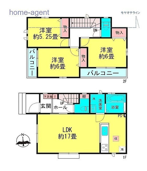 3LDK 17帖LDKで広々