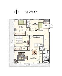 パレス七番町 3LDKの間取図画像