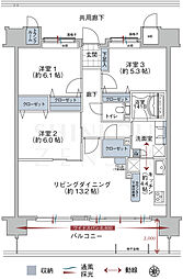アーバンシティ諏訪プラチナタワー 3LDKの間取図画像