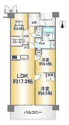 プレージアブラン東園田 2SLDKの間取図画像