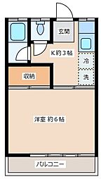 小田急小田原線 千歳船橋駅 徒歩10分の賃貸アパート 1階1Kの間取り