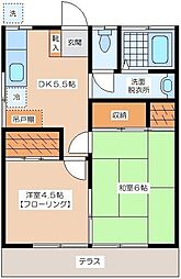 第一みつる荘 1階2DKの間取り