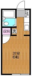 ココルワージュ 2階ワンルームの間取り