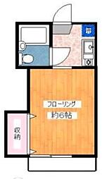 サンライズハイム 2階1Kの間取り