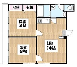 木村ビル 3階2LDKの間取り