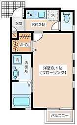 ラ・エストレージャ 1階1Kの間取り