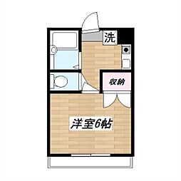 レジデンス松原 2階1Kの間取り