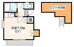 ベルヒルズ ワンルームの間取図画像
