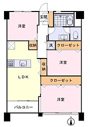 愛宕団地2-3-1号棟 2SLDKの間取図画像