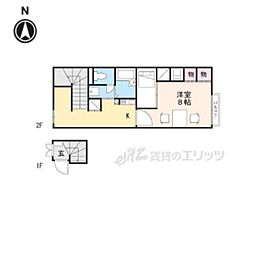 レオパレス藤の木I 2階1Kの間取り