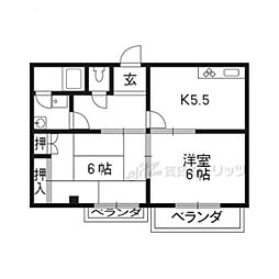 第二コーポＺＥＮ 1階2DKの間取り