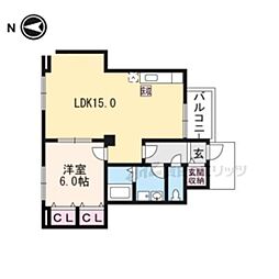 JR湖西線 堅田駅 徒歩18分の賃貸アパート 1階1LDKの間取り