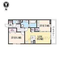 エレガンスビュー 1階2LDKの間取り
