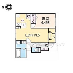 JR北陸本線 長浜駅 徒歩24分の賃貸アパート 1階1LDKの間取り