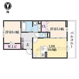 ＵＴＡＴＡ（ウタタ） 201 2階2LDKの間取り