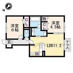 サンシャイン北斗 1階2LDKの間取り