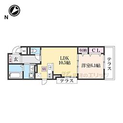 JR東海道・山陽本線 彦根駅 徒歩15分の賃貸アパート 1階1LDKの間取り