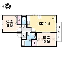 近江鉄道近江本線 水口石橋駅 徒歩5分の賃貸アパート 2階2LDKの間取り