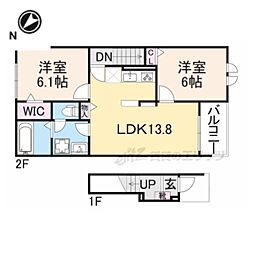 豊郷サンライフII 2階2LDKの間取り