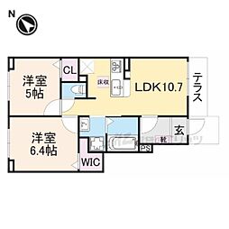 JR草津線 三雲駅 徒歩25分の賃貸アパート 1階2LDKの間取り