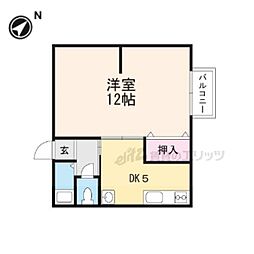 JR湖西線 大津京駅 徒歩17分の賃貸アパート 2階1DKの間取り