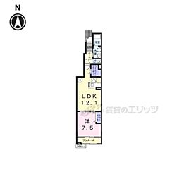 ベルエアンジュ 1階1LDKの間取り