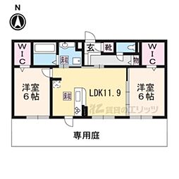 リート623Ｗ（ウエスト） 1階2LDKの間取り