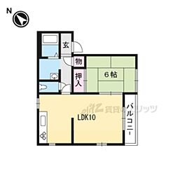 ＫＯＮＡＮハイツ 1階1LDKの間取り