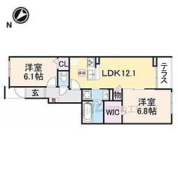 シエルクラスかわせみ 1階2LDKの間取り