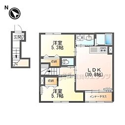 アリビオ 2階2LDKの間取り