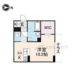 ビオット彦根B棟 1階ワンルームの間取り
