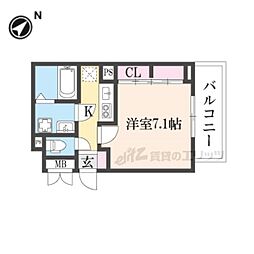 プリムローズ野村 1階1Kの間取り