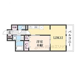 ラクーン守山 2階1LDKの間取り
