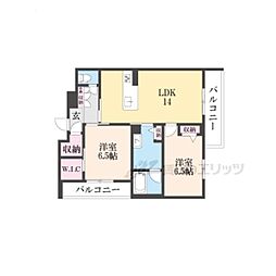 JR東海道・山陽本線 栗東駅 徒歩15分の賃貸マンション 3階2LDKの間取り