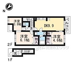 ジャルダン　ドゥ　トゥルヌスゥル 2階2LDKの間取り