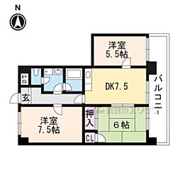 JR湖西線 安曇川駅 徒歩5分の賃貸マンション 3階3DKの間取り