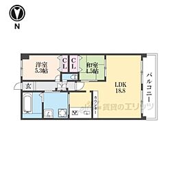 JR東海道・山陽本線 膳所駅 徒歩7分の賃貸マンション 6階2LDKの間取り