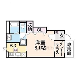 コンフォール 草津野村 1Kの間取図画像