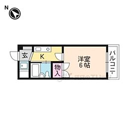 北川マイルーム'88 1Kの間取図画像