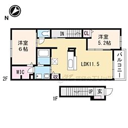 パラシオ2 2LDKの間取図画像