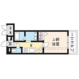 ベルヴィ大津 1Kの間取図画像