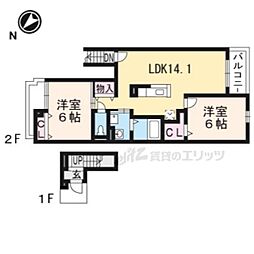 フォレストひばりおか 2LDKの間取図画像
