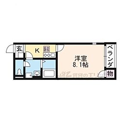 レオネクストスワンコート3 1Kの間取図画像