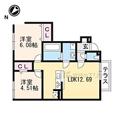 コンフォート・ヴィレッジ2 2LDKの間取図画像