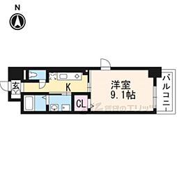 ヒラソル瀬田 1Kの間取図画像